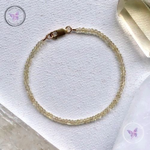 Yellow Topaz Tiny Faceted Beaded Gold Bracelet